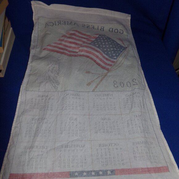 Vintage Patriotic "God Bless America" Liberty Flag Hanging Cloth Calendar - 2003 - Picture 2 of 4